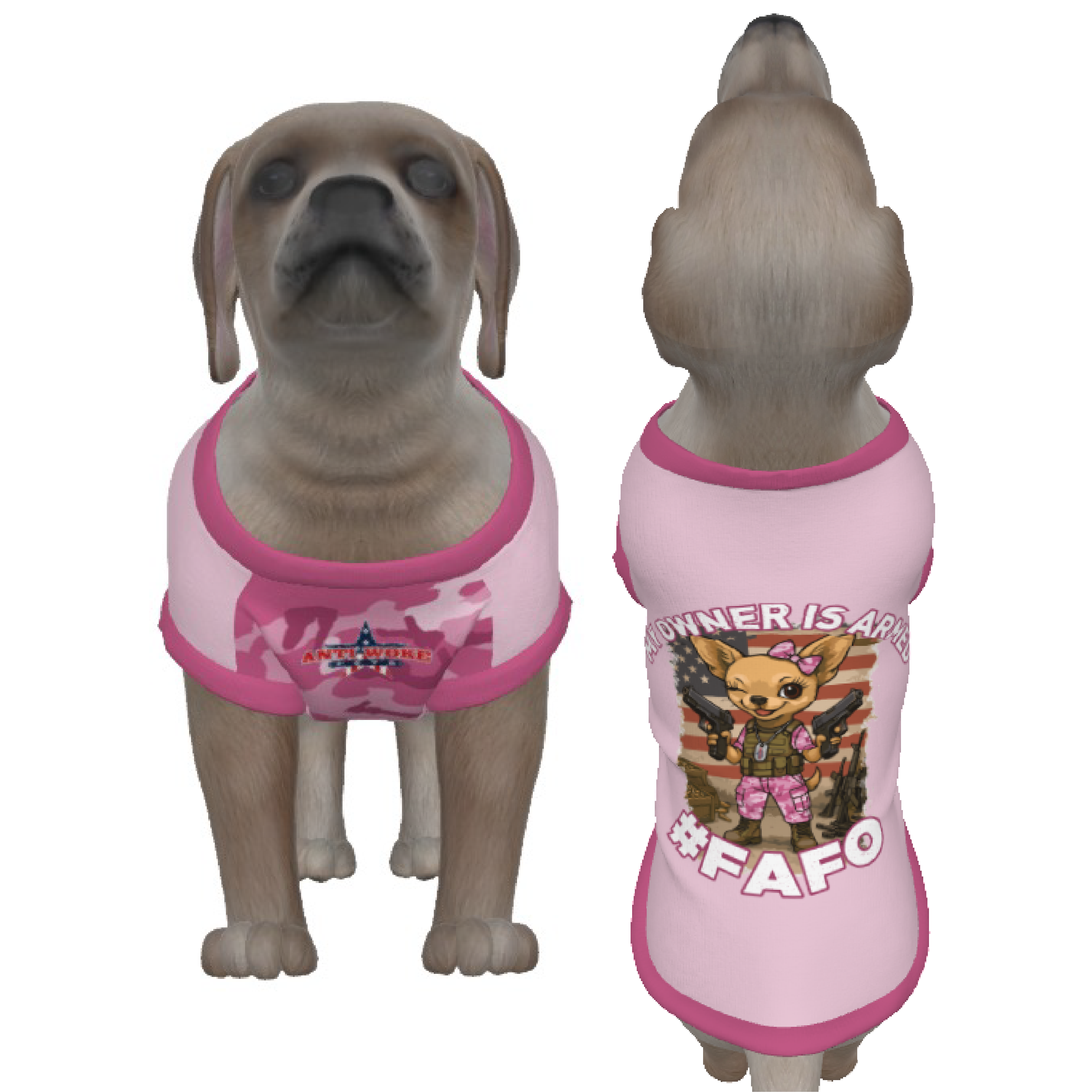 Chihuahua- Pink 2 Pistols- My Owner Is Armed- Small Dog's Tank Top